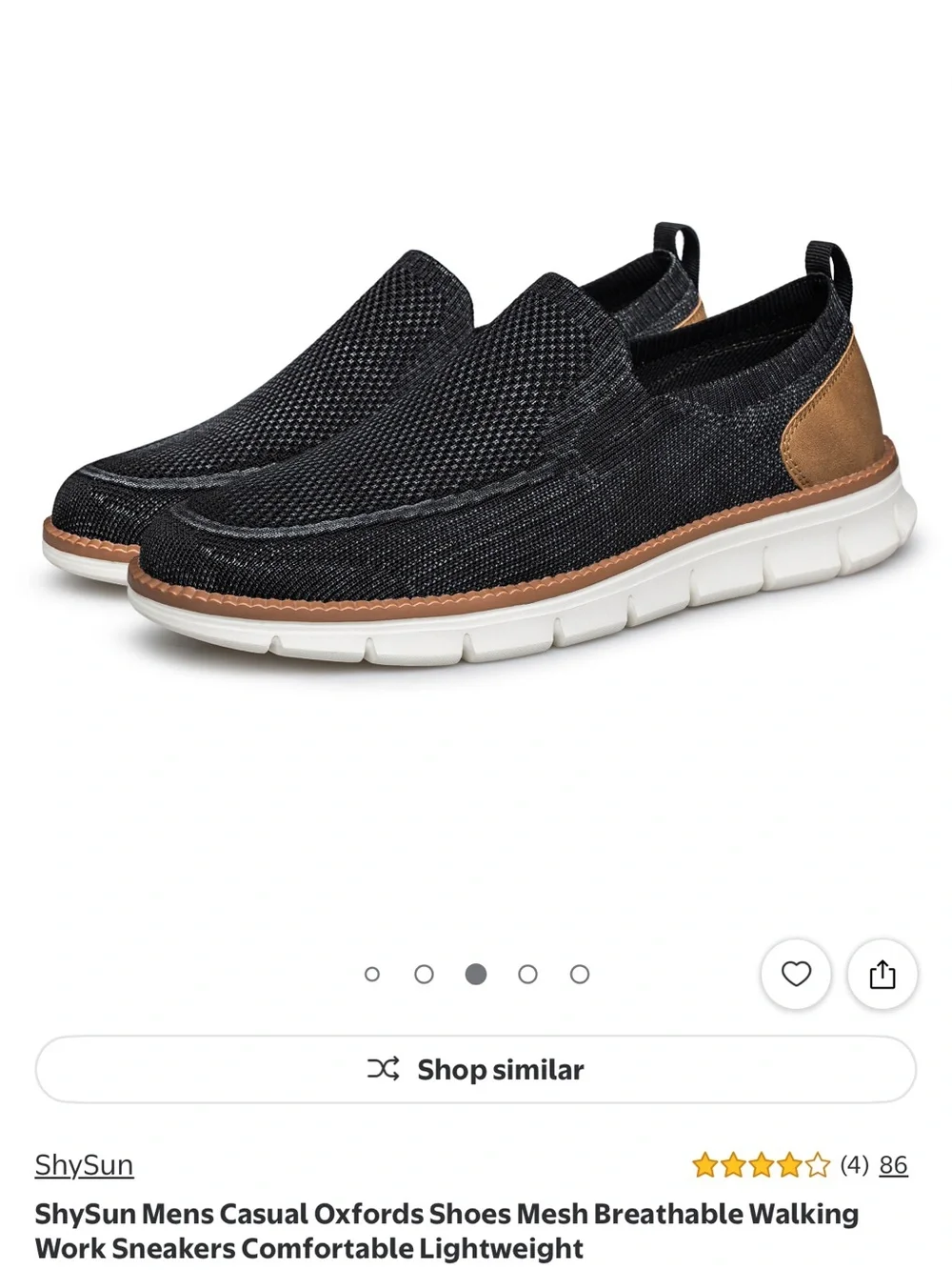 Size 12 Men's Casual Slip-On Mesh Sneaker - Black with Brown Accent